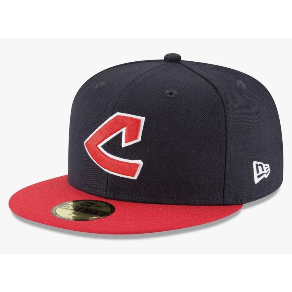 Men's New Era Navy Cleveland Indians Cooperstown Collection Wool 59FIFTY 6 7/8 - Picture 2 of 8